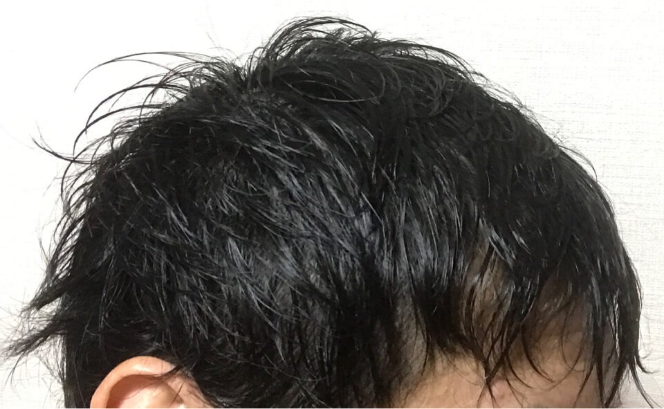 お風呂後の濡れた髪の毛右側