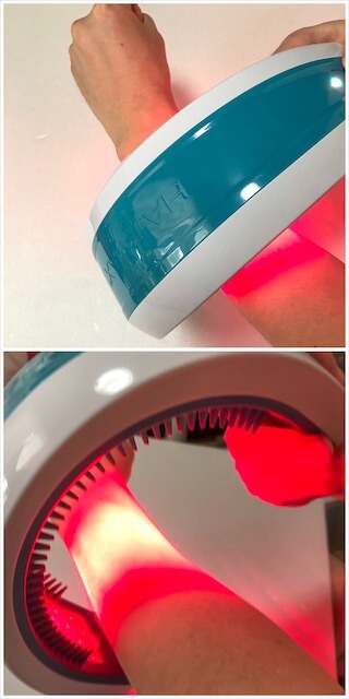 始めに腕に赤色LEDを当ててアレルギー反応チェック